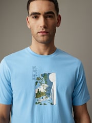 Hokusai Wasserfall, Blau - Regulär - Artist License 100% Cotton T-Shirt - Bild 4 von 7