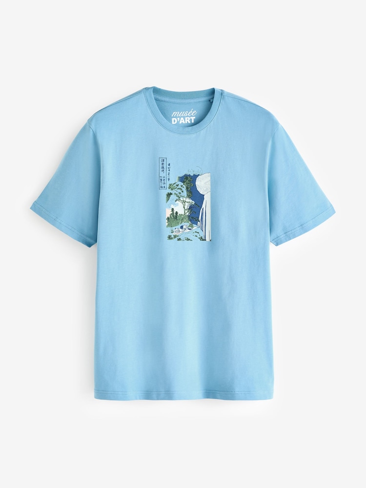 Blue Hokusai Waterfall Artist Licence T-Shirt - Image 5 of 7