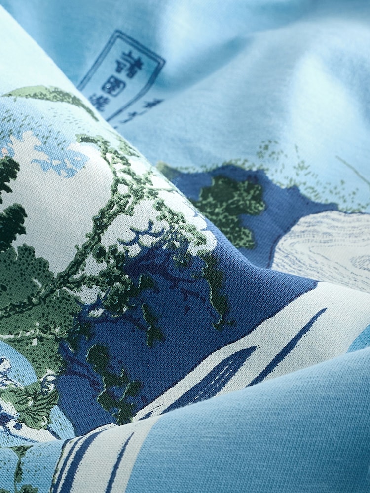 Hokusai Wasserfall, Blau - Regulär - Artist License 100% Cotton T-Shirt - Bild 7 von 7