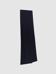 Reiss Navy Heath Senior Knitted Scarf and Beanie Hat Set - Image 4 of 5