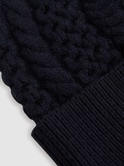 Reiss Navy Heath Senior Knitted Scarf and Beanie Hat Set - Image 5 of 5