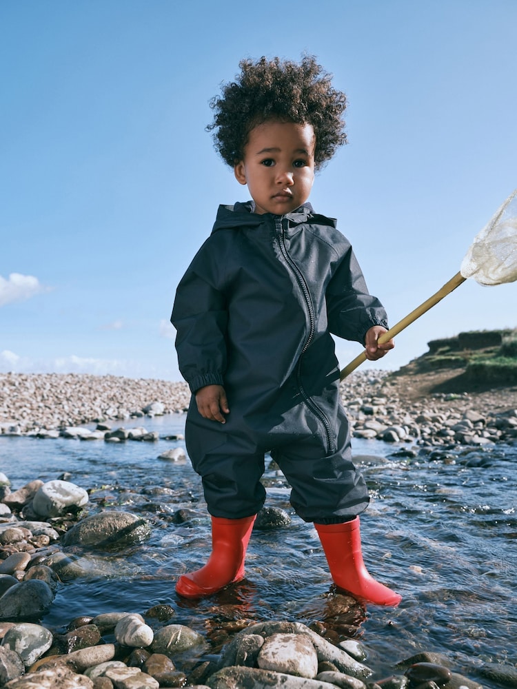 Navy Blue Waterproof Fleece Lined Puddlesuit (3mths-7yrs) - Image 1 of 10