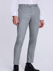 MOSS Grey Slim Fit Flannel Trousers - Image 1 of 3