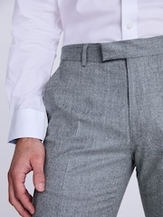 MOSS Grey Slim Fit Flannel Trousers - Image 3 of 3