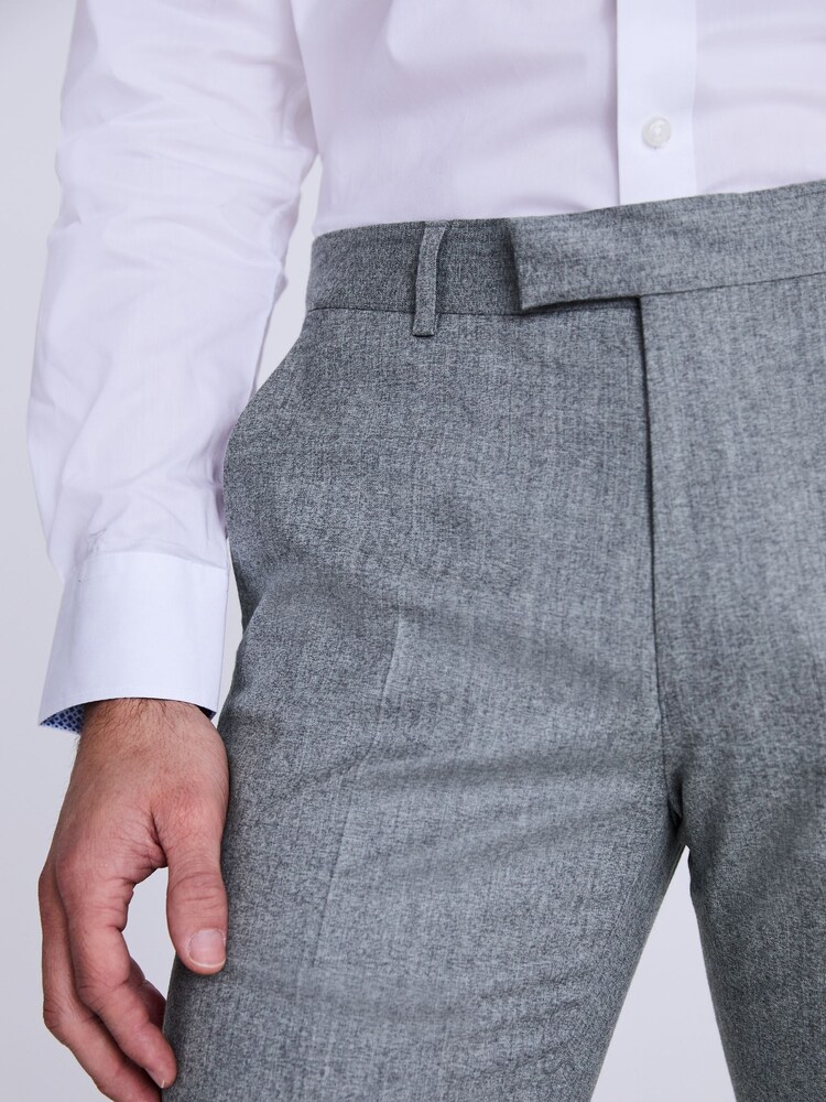 MOSS Grey Slim Fit Flannel Trousers - Image 3 of 3 MOSS Grey Slim Fit Flannel Trousers - Image 3 of 3