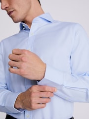 MOSS Blue Dobby Stretch Shirt - Image 2 of 4