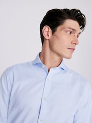 MOSS Blue Dobby Stretch Shirt - Image 3 of 4
