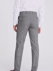 MOSS Tailored Fit Grey Check Performance Trousers - Image 2 of 3