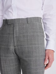 MOSS Tailored Fit Grey Check Performance Trousers - Image 3 of 3