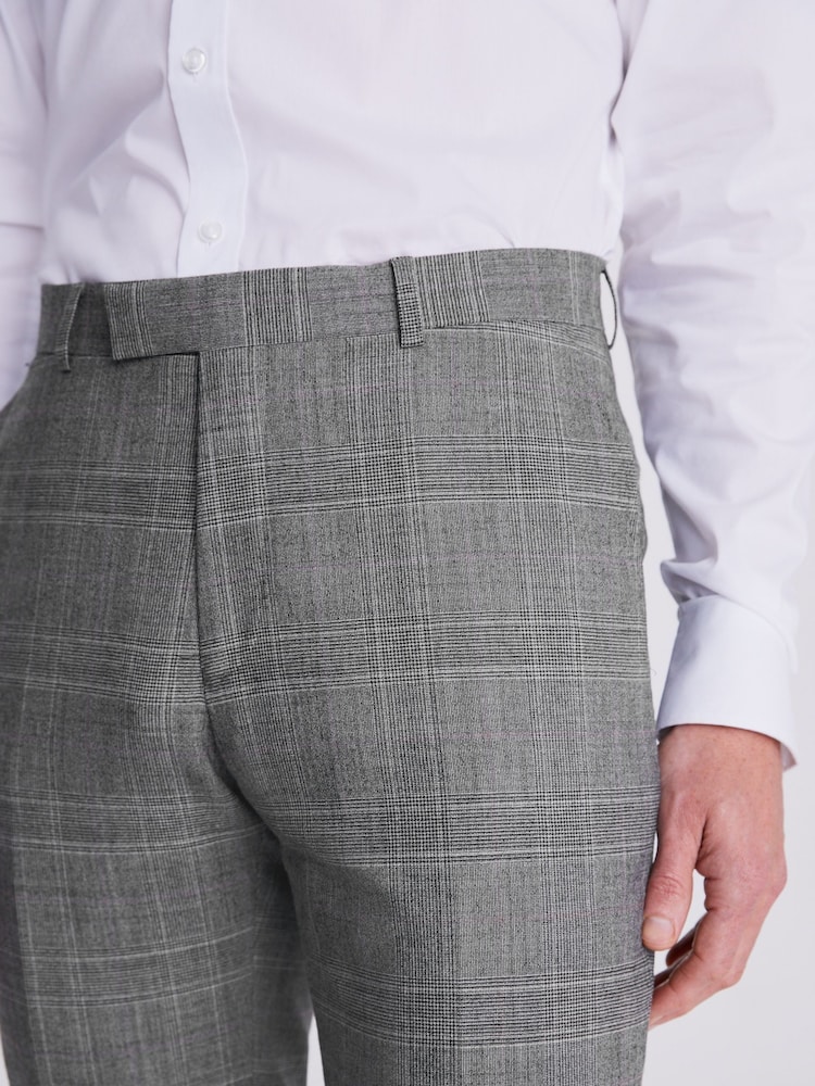 MOSS Tailored Fit Grey Check Performance Trousers - Image 3 of 3