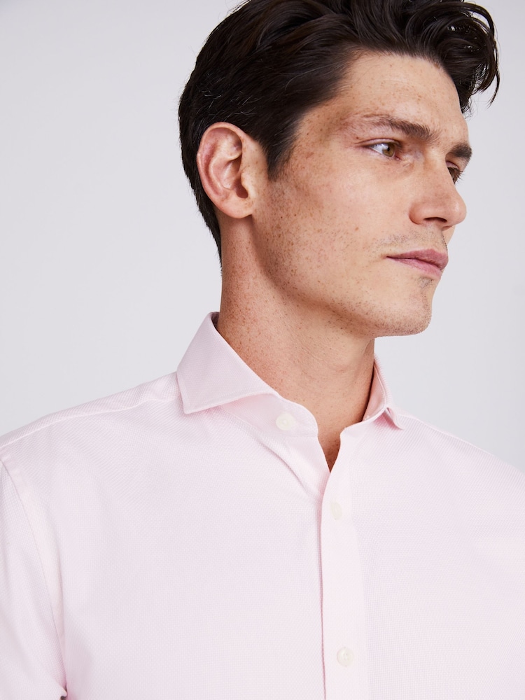 MOSS Pink Tailored Dobby Stretch Cotton Shirt - Image 2 of 4