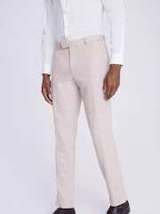 MOSS Natural Regular Fit Check Trousers - Image 1 of 3