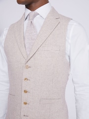 MOSS Cream Slim Fit Check Waistcoat - Image 3 of 3