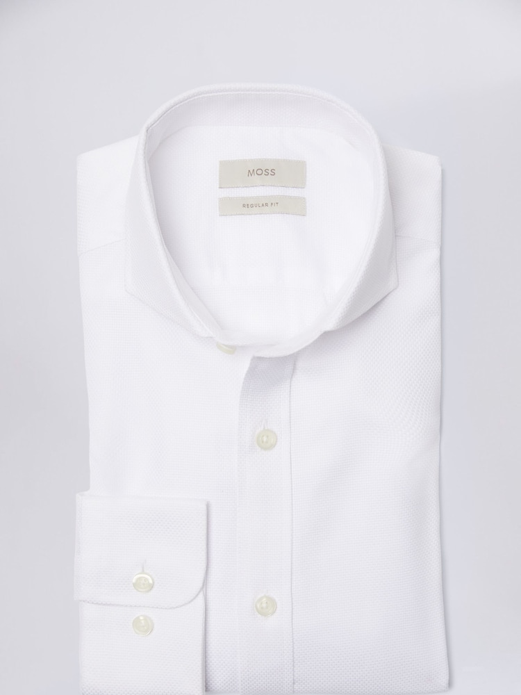 MOSS White 100% Cotton Dobby Shirt - Image 4 of 4 MOSS White 100% Cotton Dobby Shirt - Image 4 of 4