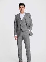 MOSS Tailored Fit Grey Check Performance Jacket - Image 2 of 4