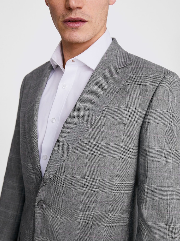 MOSS Tailored Fit Grey Check Performance Jacket - Image 4 of 4