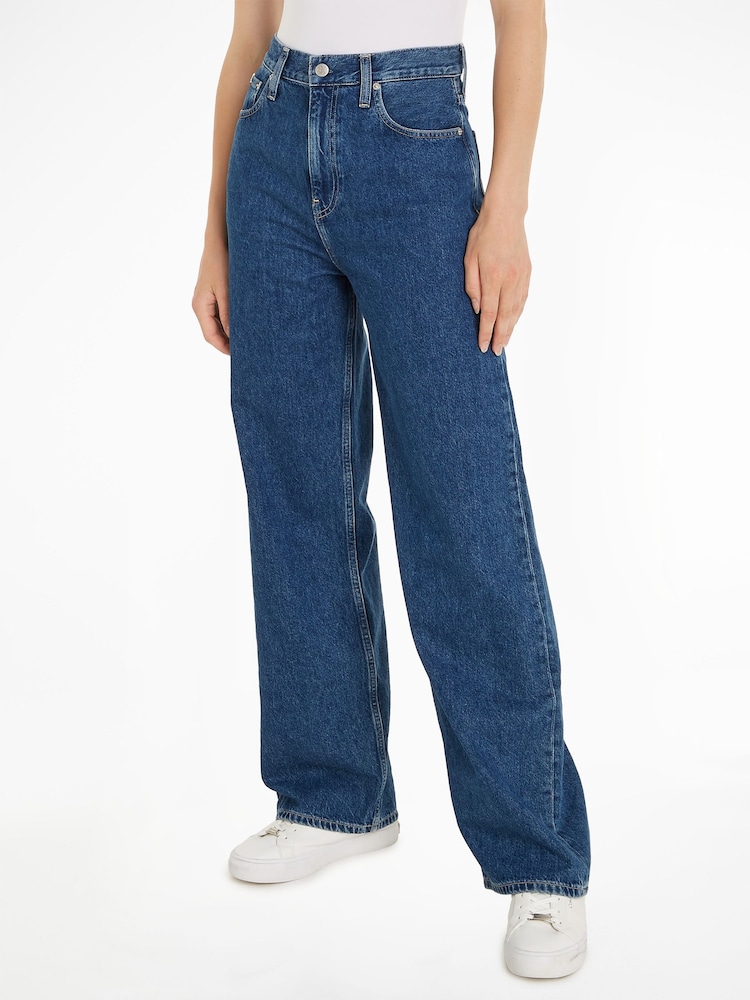 Calvin Klein Blue High Rise Relaxed Jeans - Image 1 of 4
