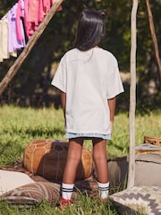 White Glitter Rainbow Rolling Stones Oversized T-Shirt (3-16yrs) - Image 3 of 6