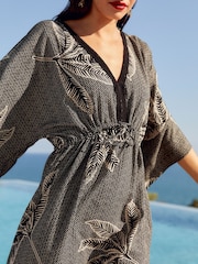Black/White Maxi Kaftan Dress - Image 4 of 6