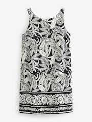 Black on White Linen Blend Sleeveless Shift Dress - Image 5 of 6