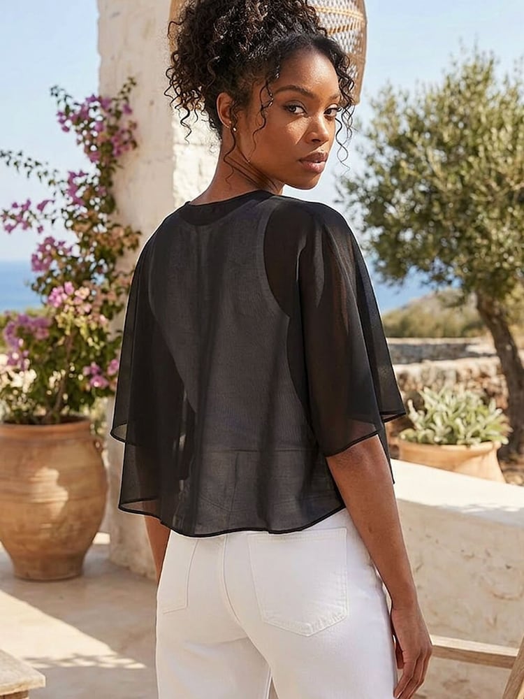 Roman Chiffon Cape Cropped Coverups - صورة 2 من 4