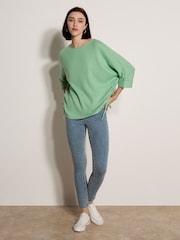 Apricot Green Soft Touch Drawstring Batwing Top - Image 1 of 4