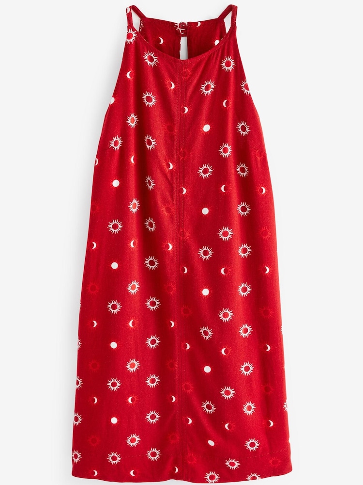 Buy Red Linen Blend High Neck Mini Dress from Next Ireland
