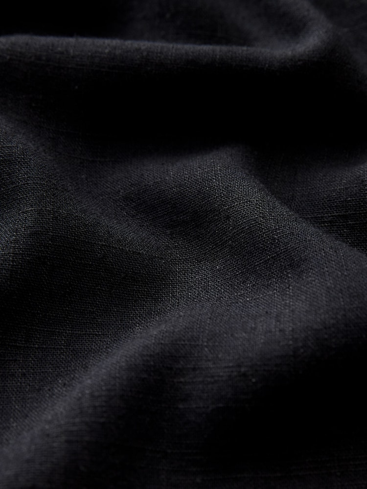 Black Midi Shirt Dress With Linen - Image 7 of 7