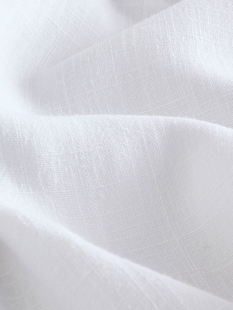 White Midi Shirt Dress With Linen - Image 6 of 6