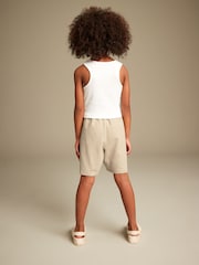 Neutral/White Rib Vest and Sweat Short Set (3-16yrs) - Image 3 of 7
