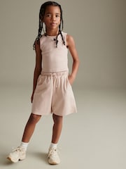 Pink Rib Vest and Sweat Short Set (3-16yrs) - Image 1 of 8