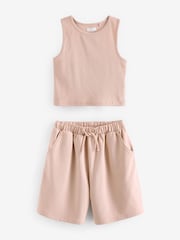 Pink Rib Vest and Sweat Short Set (3-16yrs) - Image 5 of 8