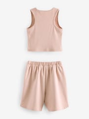 Pink Rib Vest and Sweat Short Set (3-16yrs) - Image 6 of 8