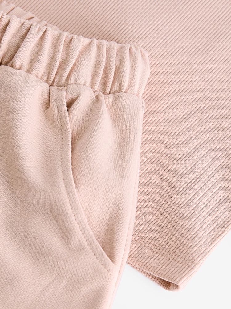 Pink Rib Vest and Sweat Short Set (3-16yrs) - Image 8 of 8