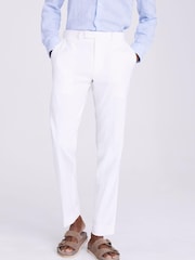 MOSS White Tailored Matte Linen Trousers - Image 1 of 1