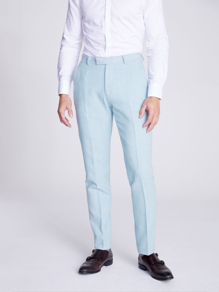 MOSS Blue Tailored Fit Donegal Trousers - Image 1 of 3