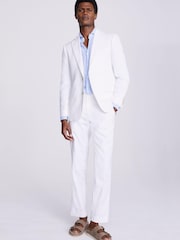 MOSS White Tailored Fit Matte Linen Jacket - Image 1 of 3
