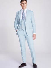 MOSS Blue Tailored Fit Donegal Jacket - Image 3 of 5
