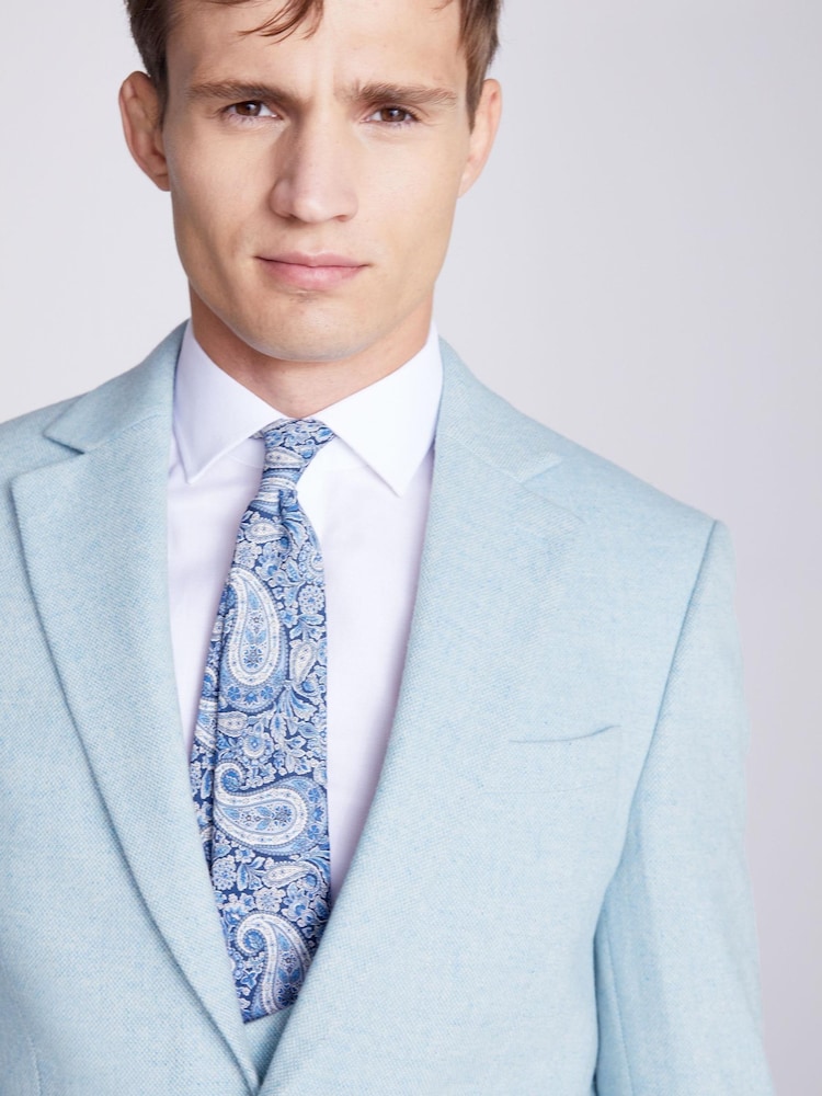 MOSS Blue Tailored Fit Donegal Jacket - Image 5 of 5