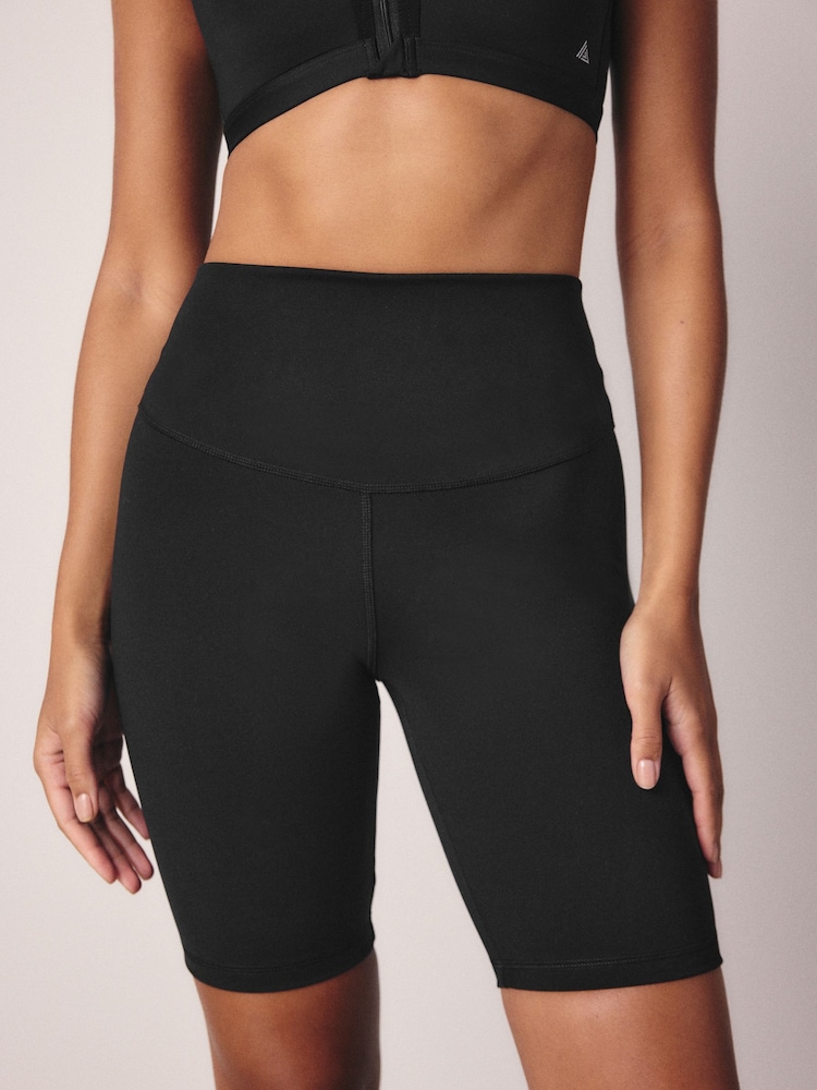 أسود - شورت رياضي طويل لركوب الدراجات بخصر مرتفع للتحكم في البطن محدد للجسم Active Sports - Image 4 of 11