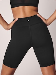 Black Active Sports Tummy Control High Waisted Sculpting Longline Cycling Shorts - Image 7 of 11