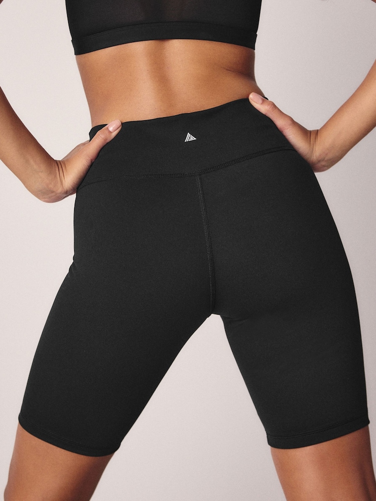 أسود - شورت رياضي طويل لركوب الدراجات بخصر مرتفع للتحكم في البطن محدد للجسم Active Sports - Image 7 of 11