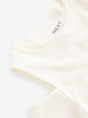 White Cold Shoulder Rib T-Shirt (3-16yrs) - Image 3 of 3