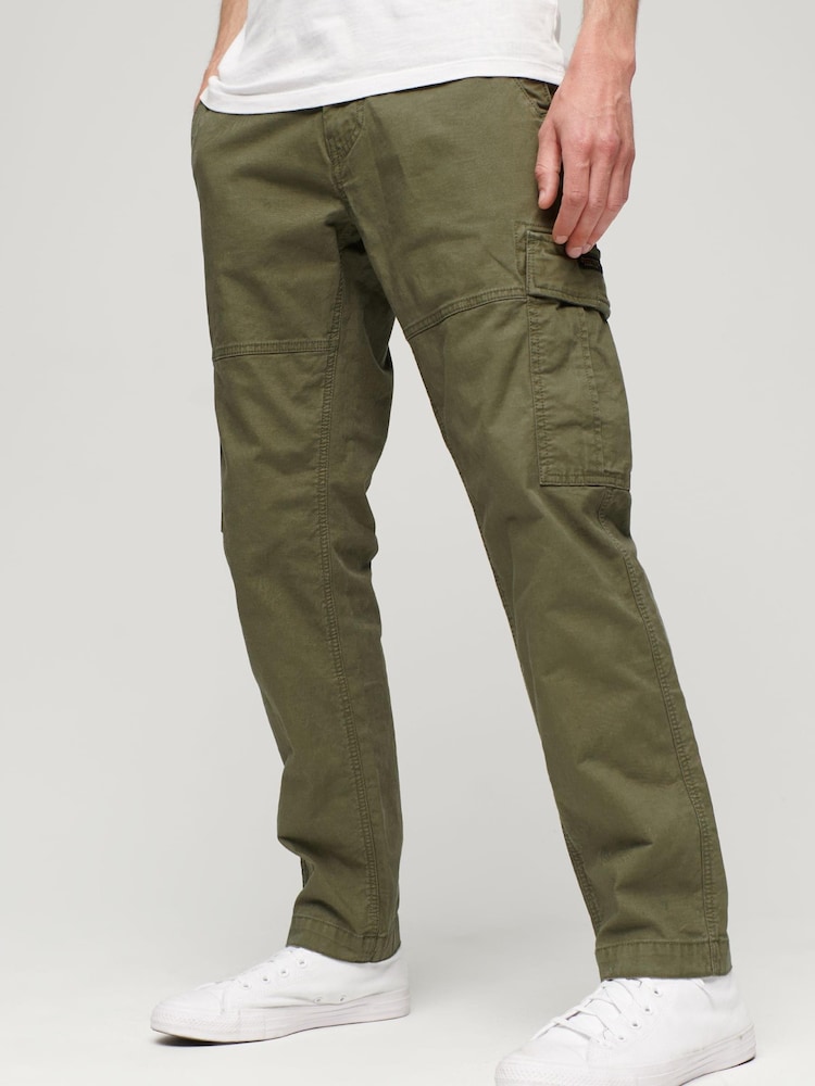 Зеленый - Брюки карго из 100% хлопка Superdry Core - Изображение 7 из 7