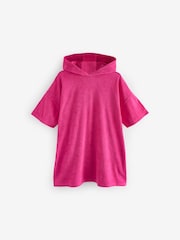 Bright Pink Oversized Hooded Towelling 100% Cotton Cover-Up (3-16yrs) - Image 4 of 6