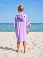 Purple Oversized Hooded Towelling 100% Cotton Cover-Up (3-16yrs) - Image 3 of 8