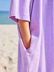 Purple Oversized Hooded Towelling 100% Cotton Cover-Up (3-16yrs) - Image 5 of 8