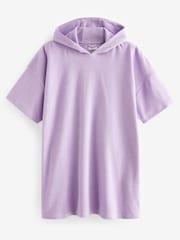 Purple Oversized Hooded Towelling 100% Cotton Cover-Up (3-16yrs) - Image 6 of 8