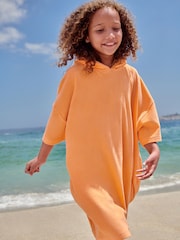 Coral Pink Oversized Hooded Towelling Cover-Up - Image 1 of 8