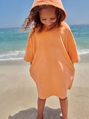 Coral Pink Oversized Hooded Towelling Cover-Up - Image 2 of 8